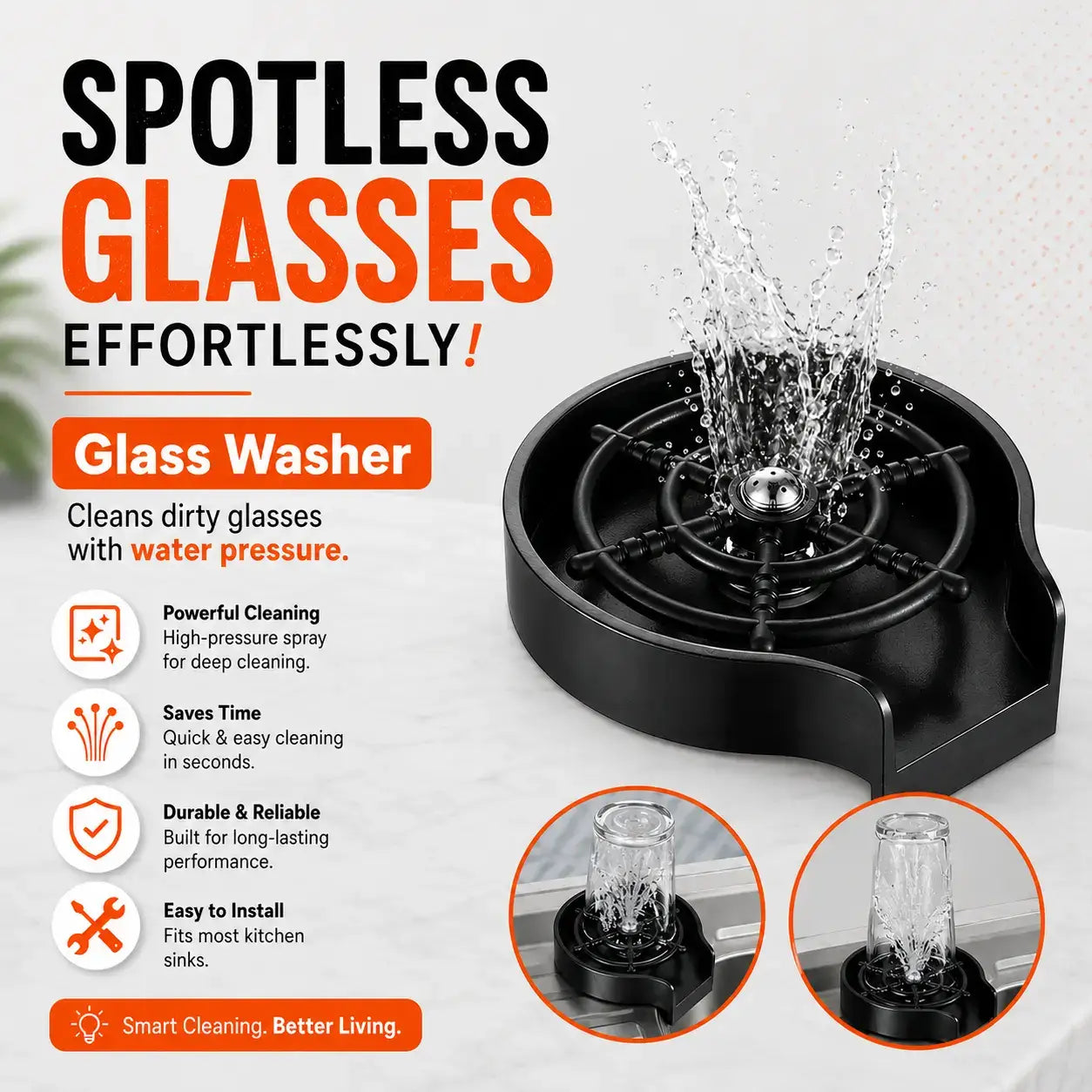 Buy glass washer for kitchen sink in Pakistan – high pressure glass rinser for quick cleaning Glam Gas