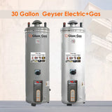 30 Gallon Electric + Gas Geyser | Stainless Steel & Color Body