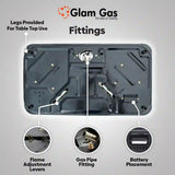 D-Cut, Blue & Black Berry 3 Burner Hob | Stainless Steel Gas Stove for Modern Kitchens