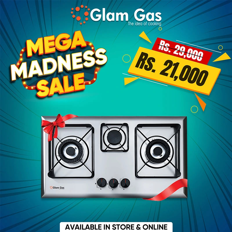 D-Cut Built-in Hob 3 Burner Stainless Steel Hob in Pakistan, best price in karachi lahore islamabad