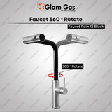 Glam Gas Faucet Rain-12 Black | Nalka | Tuti | Nal | Nalka