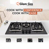 Glam Gas Hob | Tempered Glass | 3 Burner | Kitchen Stove | Gas Stove