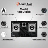 Glam Gas Hob | Tempered Glass | 3 Burner | Kitchen Stove | Gas Stove