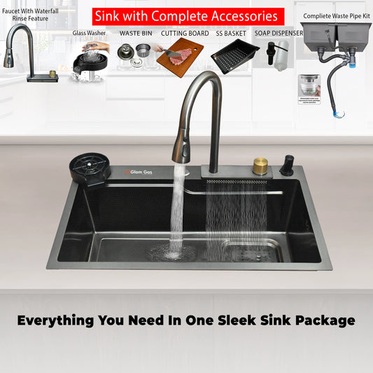 Life Style 11-12 Textured Kitchen Sink | PVD Black Finish | Double Bowl Stainless Steel Sink