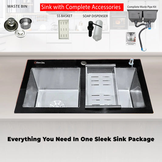 Glam Gas Sink-Lifestyle 12 Glass | Stainless steel sink | Kitchen Sink | Double Kitchen Bowl | Kitchen Basin