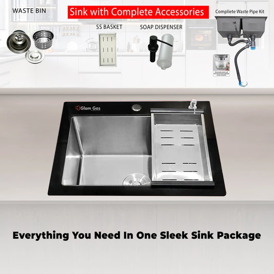 Glam Gas Sink-Life Style 11 Glass | Stainless steel sink | Kitchen Sink | Single Kitchen Bowl | Kitchen Basin