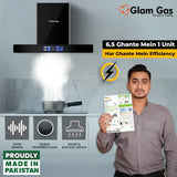 Glam Gas Range Hood | Thunder-12 | Kitchen Hood | T shape Chimney | 75,90 cm