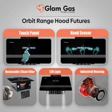 Orbit-12 Range Hood | Smart Touch, Auto Clean & Voice Control (Kitchen Chimney)