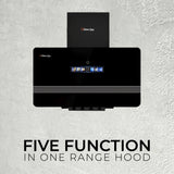 Glam Gas Orbit 12 range hood in Pakistan with touch control panel and multi function smoke extraction