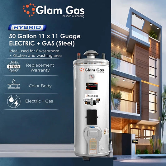 Glam Gas Water Heater | Water Heater | Geyser | 50 Gallon Stainless Steel 11x11 Gauge