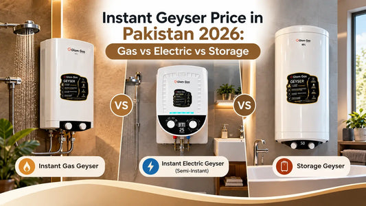 Instant gas geyser, electric geyser and storage geyser compared for price in Pakistan 2026