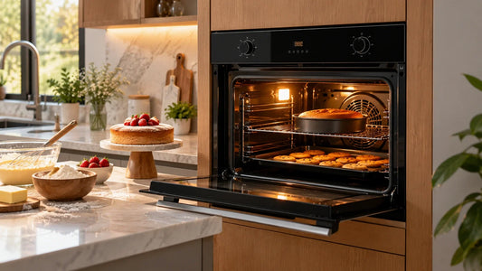 Built-in electric oven baking a cake in a modern Pakistani kitchen best oven for baking in Pakistan