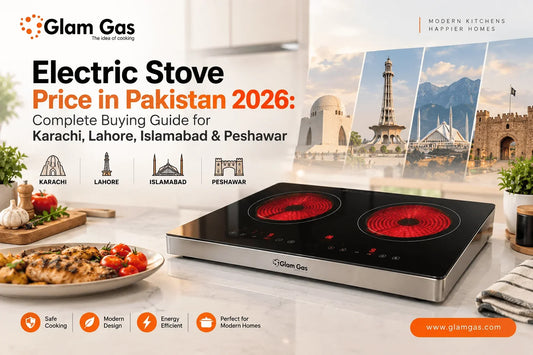 Electric stove price in Pakistan 2026 – GlamGas cooking range in modern kitchen