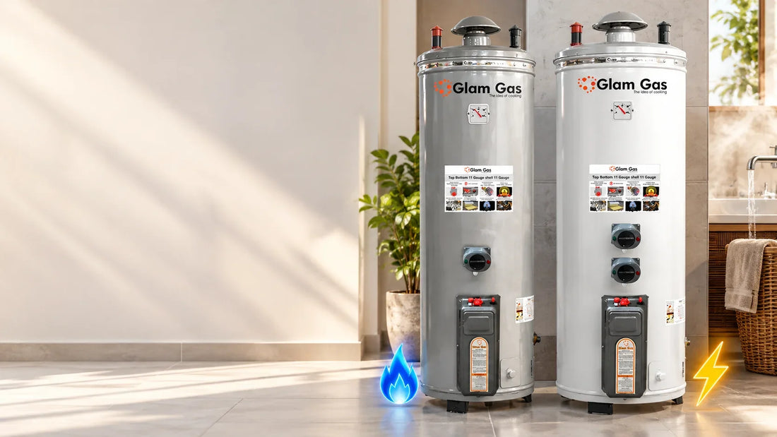 Hybrid gas + electric geyser price in Pakistan 2026 – Glam Gas 30 and 50 gallon geysers