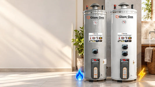 Hybrid gas + electric geyser price in Pakistan 2026 – Glam Gas 30 and 50 gallon geysers