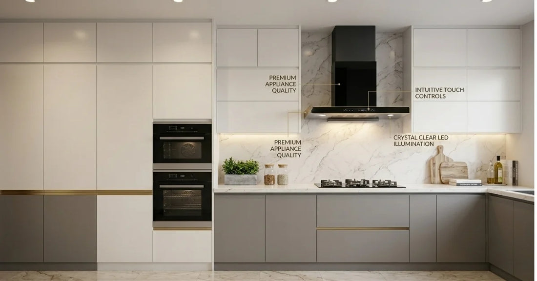 Complete Pakistani kitchen setup — built-in hob, range hood chimney and oven bundle deal Karachi Lahore Pakistan