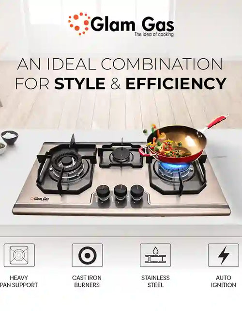 Load image into Gallery viewer, Food Book 3 Burner - Modern Built-In Hob for Stylish Kitchens
