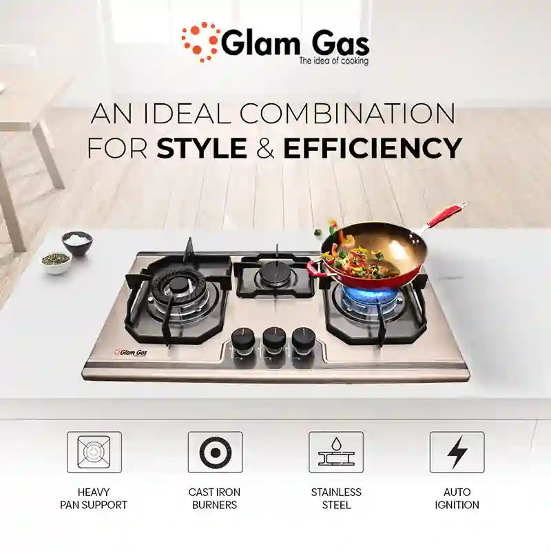 Food Book 3 Burner - Modern Built-In Hob for Stylish Kitchens