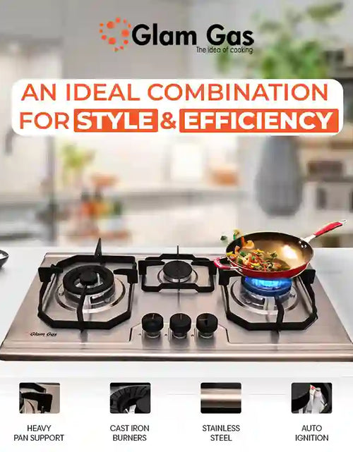 Load image into Gallery viewer, Food Book 3 Burner - Modern Built-In Hob for Stylish Kitchens
