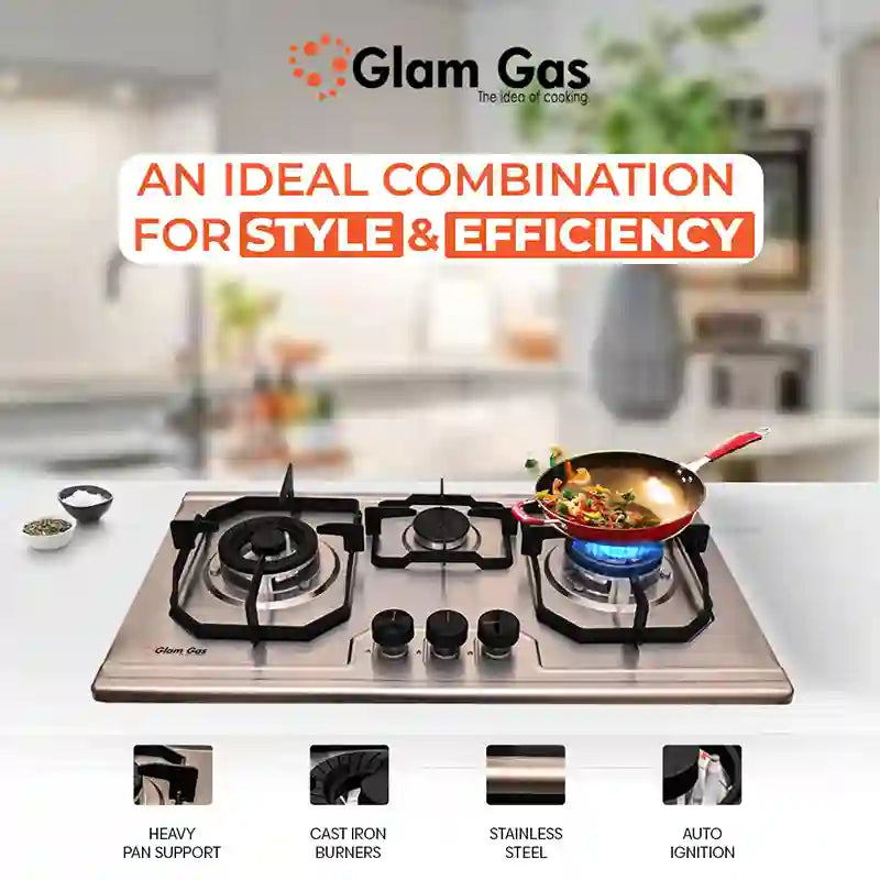 Food Book 3 Burner - Modern Built-In Hob for Stylish Kitchens