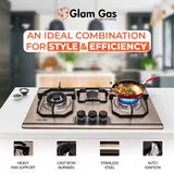 Food Book 3 Burner - Stainless Steel - Modern Built-In Hob for Stylish Kitchens