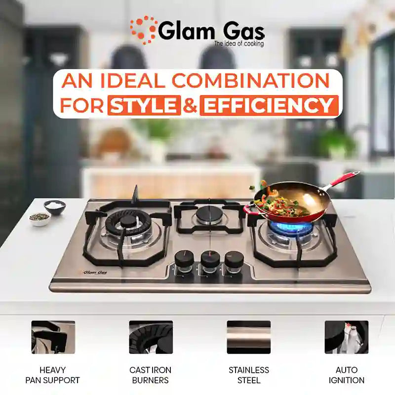 Food Book 3 Burner - Modern Built-In Hob for Stylish Kitchens