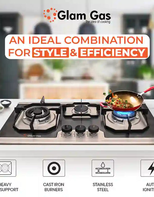 Load image into Gallery viewer, Food Book 3 Burner - Modern Built-In Hob for Stylish Kitchens
