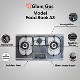 Food Book 3 Burner - Stainless Steel - Modern Built-In Hob for Stylish Kitchens