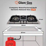 Glam Gas Hob | GG-10 Brass | Stainless Steel | 3 Burner | Kitchen Stove | Gas Stove