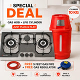 3 Burner Gas Hob with 10kg LPG Cylinder - Combo 1 Deal - Free Pipe & Regulator