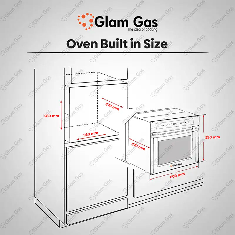 Glam Gas Built-in Oven A68-SF3 – 88L Large Capacity Oven | Glam Gas Oven | Built in Oven | Electric Oven