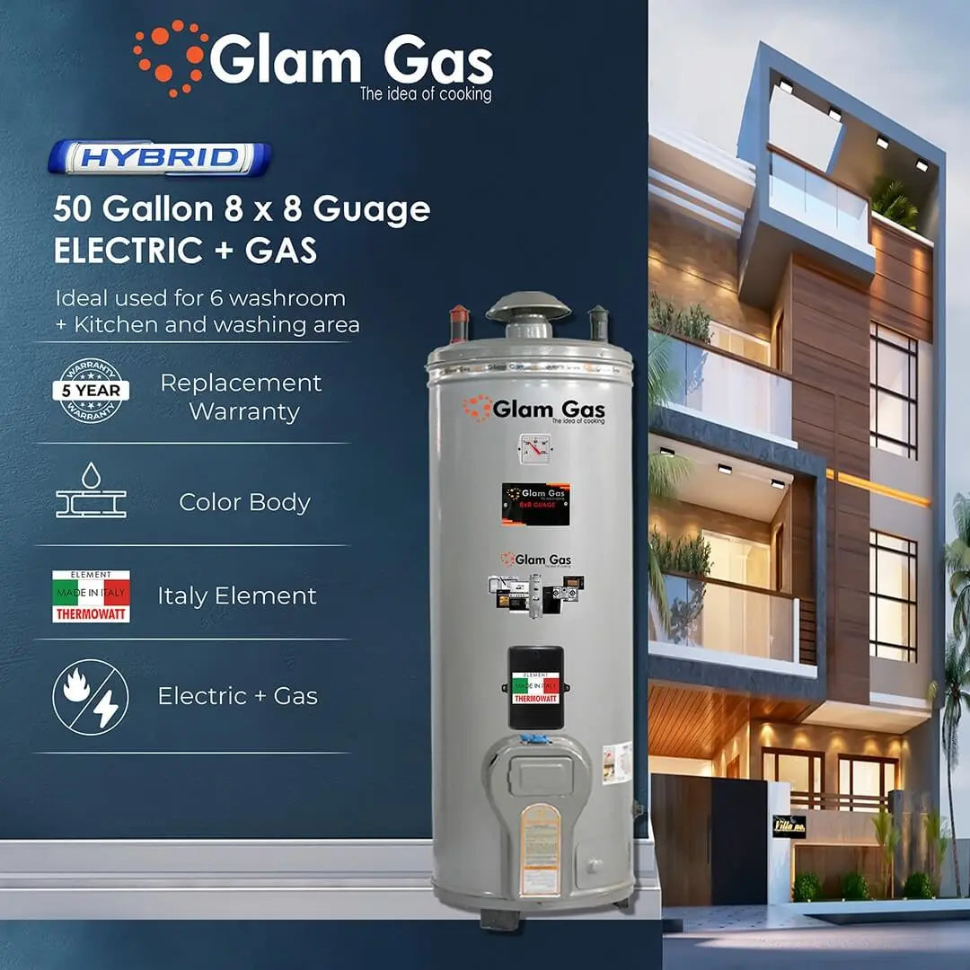 Hybrid 50 Gallon 8x8 Guage Electric + Gas Water Heater