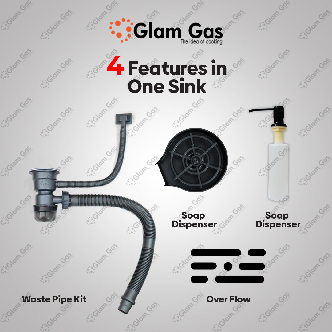 Glam Gas Sink-Lifestyle 57 Texture BK | Stainless steel sink | Kitchen Sink | Double Kitchen Bowl | Kitchen Basin