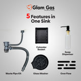 Glam Gas Sink-Lifestyle 6-6 Texture Kitchen Sink | Stainless steel sink | Kitchen Sink | Single Kitchen Bowl | Kitchen Basin