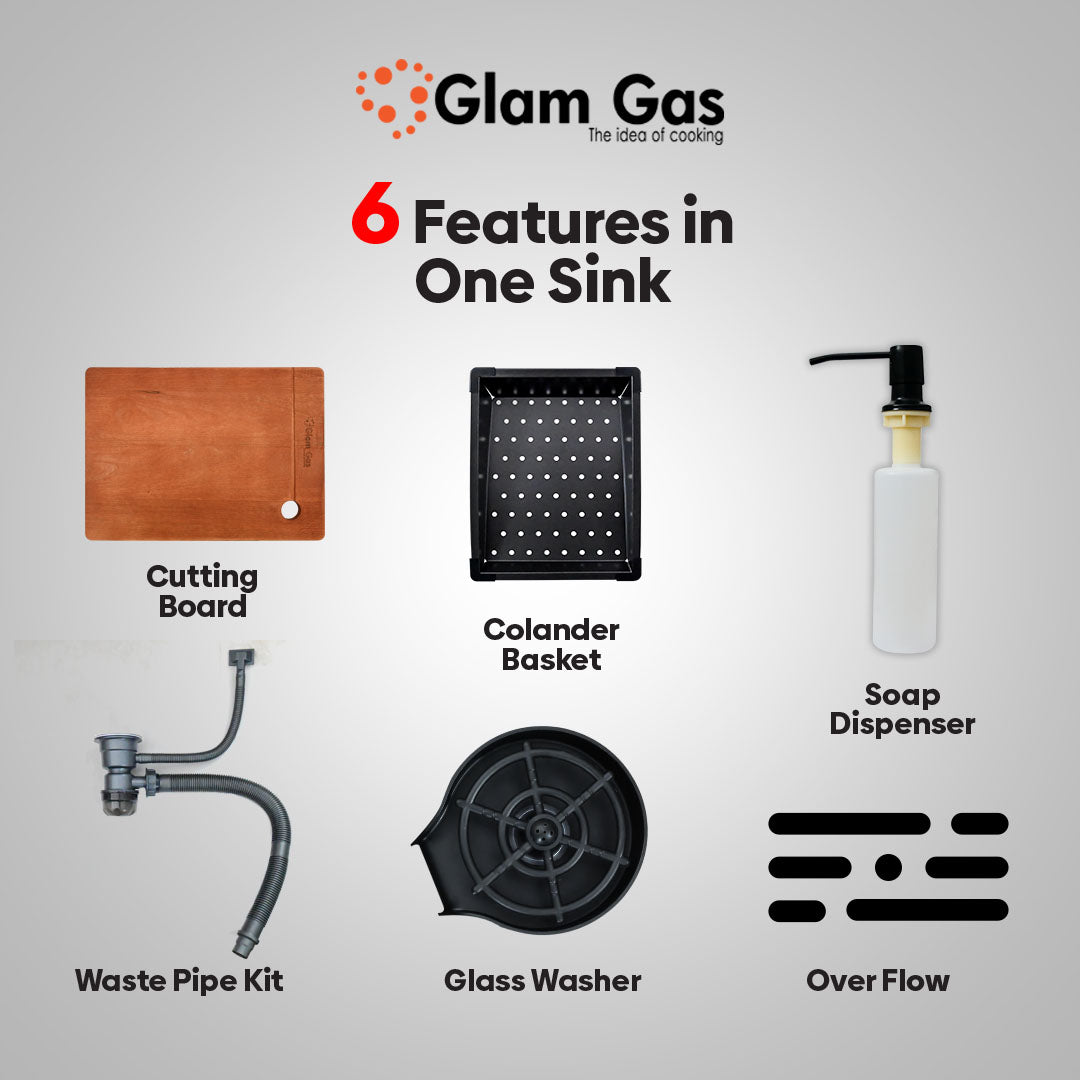 Glam Gas Sink-Lifestyle OBL Bk | Stainless steel sink | Kitchen Sink | Single Kitchen Bowl | Kitchen Basin