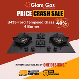 Glam Gas Hob | B435-Ford | Tempered Glass | 4 Burner | Kitchen Stove | Gas Stove