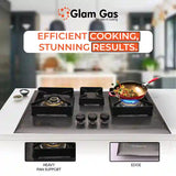 Glam Gas Hob | Berry & D-Cut hob | Stainless Steel | 3 Burner | Kitchen Stove | Gas Stove