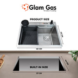 Glam Gas Sink-Lifestyle 6-6 Texture Kitchen Sink | Stainless steel sink | Kitchen Sink | Single Kitchen Bowl | Kitchen Basin