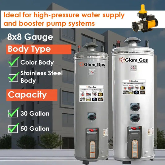 8x8 gauge hybrid water heater geyser gas electric 30 gallon Pakistan