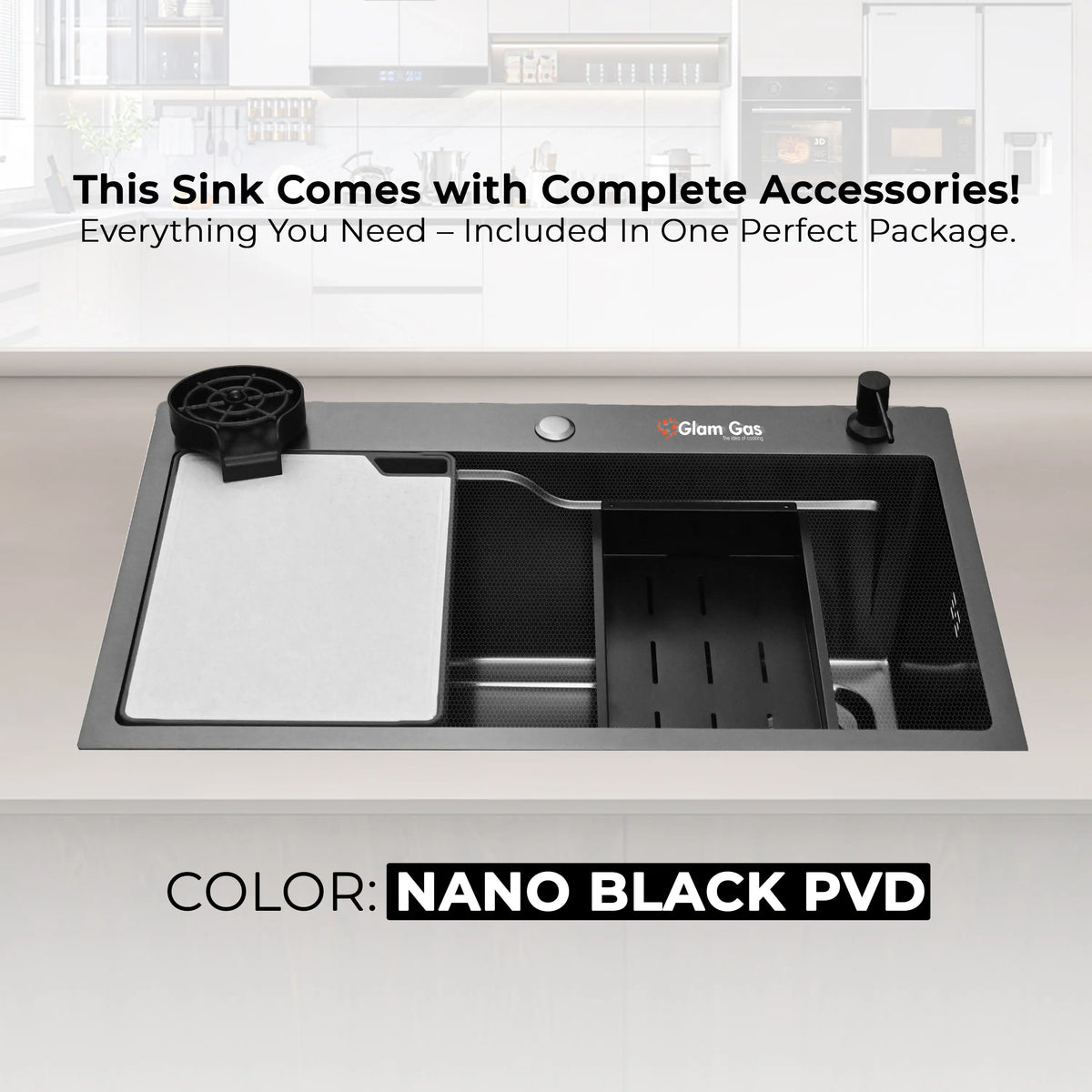 Life Style OBL – Premium Nano PVD Kitchen Sink (Black & Silver) with Accessories