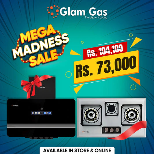 Mega Madness Combo Deal 2 – Glam Gas Range Hood Orbit-12 + Built-in Hob Blue Berry