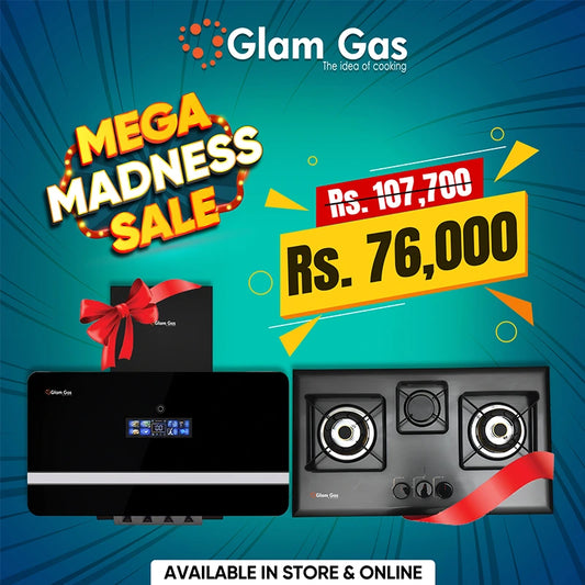 Mega Madness Combo Deal 3 – Glam Gas Range Hood Windy-12 + Built-in Hob Black Berry