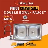 Glam Gas Combo Deal – Sink F-02 with Ring-11 Faucet | Premium Double Bowl Kitchen Sink