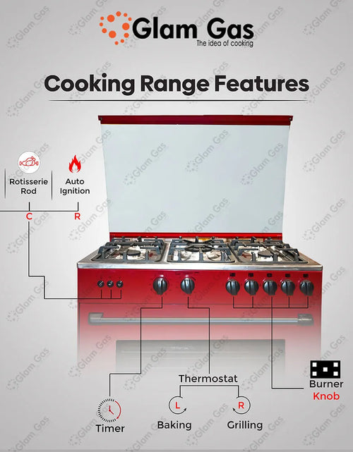 Load image into Gallery viewer, Chef 34 Red Cooking Range – Stylish &amp; Powerful Performance
