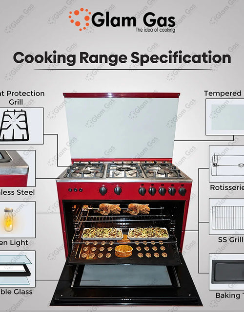 Load image into Gallery viewer, Chef 34 Red Cooking Range – Stylish &amp; Powerful Performance
