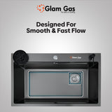 Glam Gas Sink-Lifestyle OBL Bk | Stainless steel sink | Kitchen Sink | Single Kitchen Bowl | Kitchen Basin
