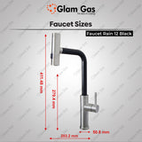 Glam Gas Faucet Rain-12 Black | Nalka | Tuti | Nal | Nalka