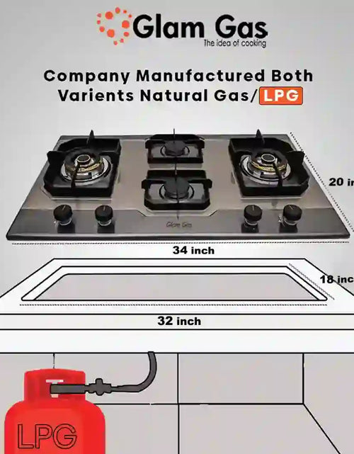 Load image into Gallery viewer, Ford | Hob 4 Burner | Stainless Steel |  Modern Stove for Stylish Kitchens
