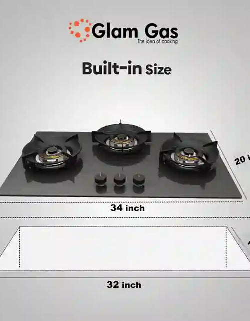 Load image into Gallery viewer, Glam Gas Hob | GG-07A Digital | Tempered Glass | 3 Big Burner | Kitchen Stove | Gas Stove
