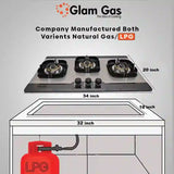 Glam Gas Hob | Galaxy | Stainless Steel | 3 Big Burner | Kitchen Stove | Gas Stove